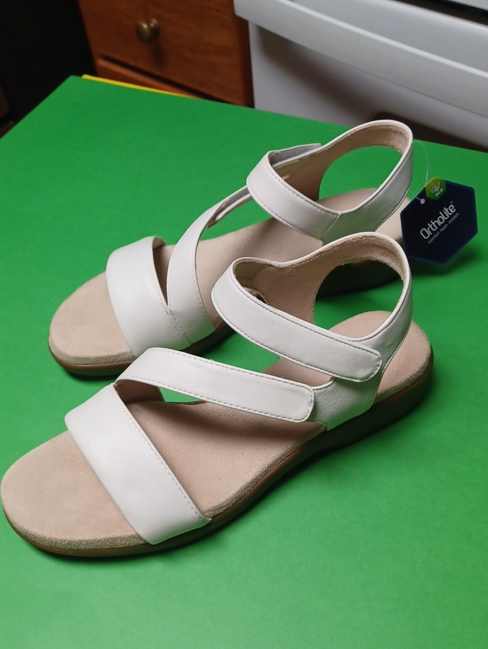 croft & barrow White Triple-Strap Velcro Sandals